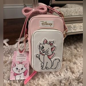 Disney Pink & White Marie Cat Crossbody Bag Phone Holder Wallet Small Bag NWT